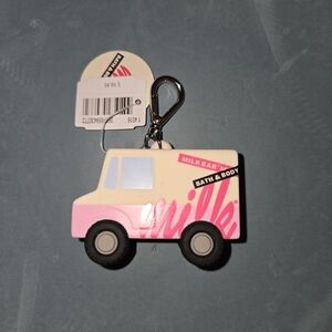 Bath & Body Works Pink and White Milk Truck Keychain